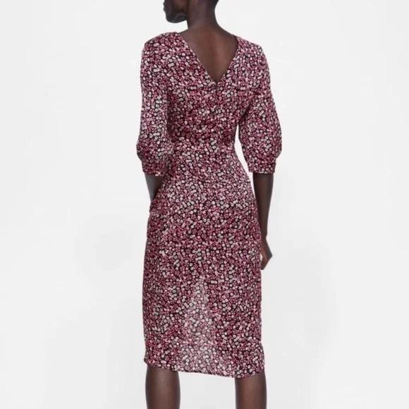 ZARA - FLORAL PRINT RUCHED DRESS - Picture 4 of 12